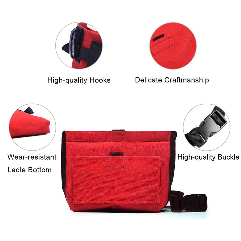 Wellbro Dog Treat Pouch, Handy Pet Training Waist Bag with Fast Spring Hinge and Front Pocket, Easy to Carry Treats and Toys, for Rapid Reward to Pets Red - PawsPlanet Australia