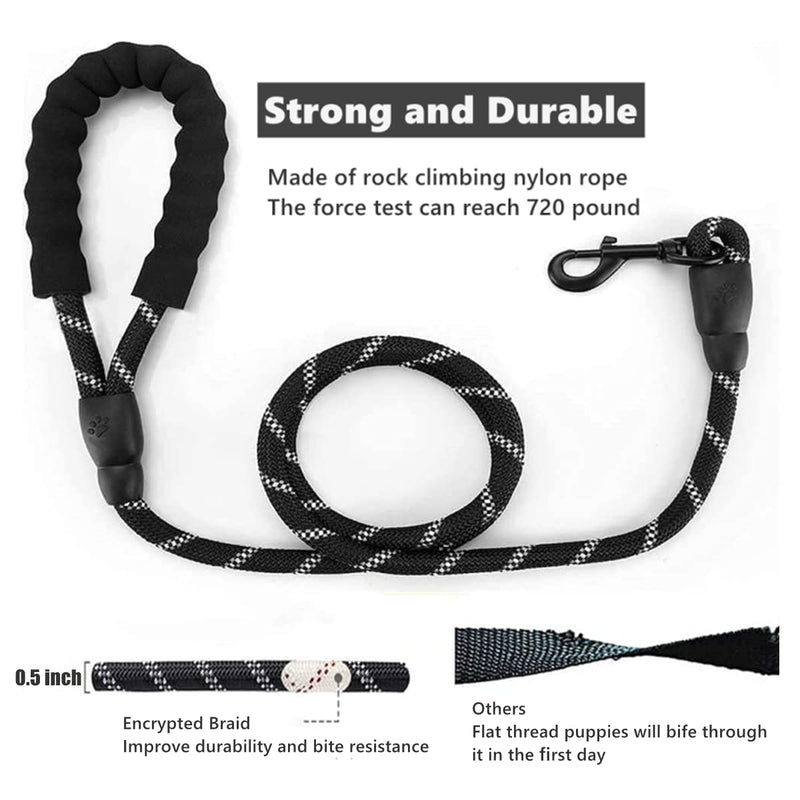 Premium dog leash, 2M/3M strong dog training leash with comfortable padded handle, reflective strips and durable metal clasp for medium and large dogs of all sizes (3m) 3m - PawsPlanet Australia