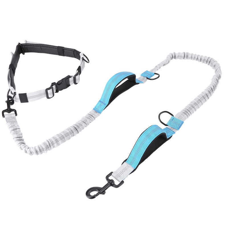 GAESHOW Hands Free Dog Leash Reflective Adjustable Waist Belt for Running Walking Hiking Fabric(Grayish Blue) Grayish Blue - PawsPlanet Australia