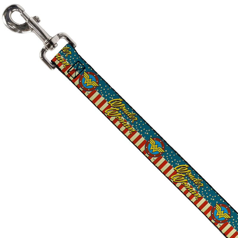 [Australia] - Dog Leash Wonder Woman Logo Americana Red White Blue Yellow 4 Feet Long 0.5 Inch Wide 4 Feet Long - 1.5" Wide 