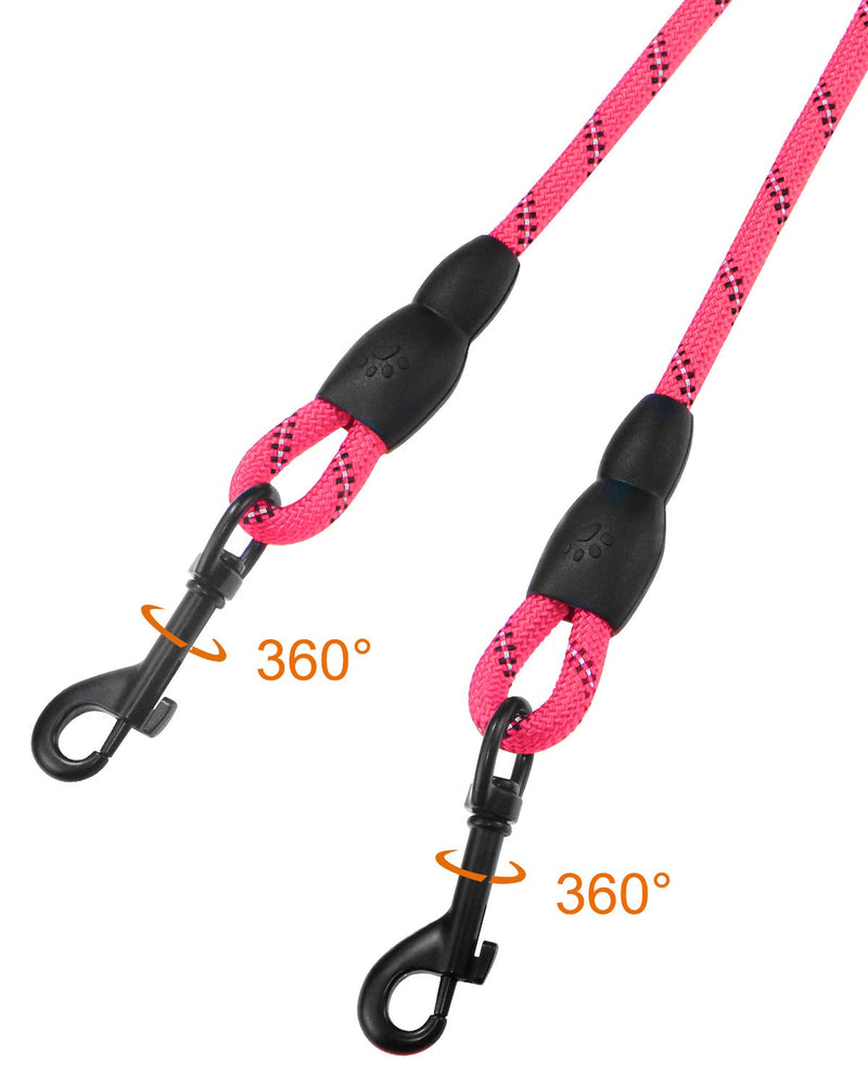 [Australia] - Taglory Double Dog Leash Coupler, Reflective Dual Leash 360°Tangle Free Soft Handle for Large Medium Small Dogs 30 Inches Pink 