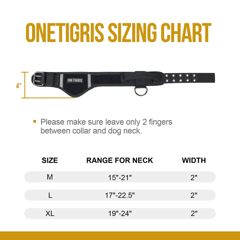 OneTigris Tough Dog Collars, Adjustable Tactical Dog Collar Military Heavy Duty Collar Metal Buckle with Control Handle for Dog Training L - PawsPlanet Australia