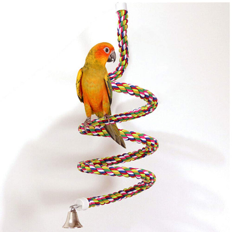 ASOCEA Bird Stands Parrot Cotton Rope Perch Bird Spiral Bar Climb Perch with Bell Birdcage Accessories Bird Toy Set for Parakeets Conures Cockatiels Lovebirds Finches and Other Birds - PawsPlanet Australia