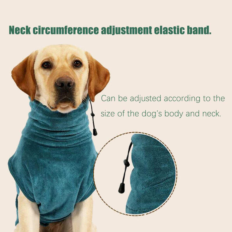 Angwis Absorbent Dog Towel Bathrobe - Dog Quick Drying Coat with Adjustable Tie-up Closure at Back - Bathing Accessories for Small Medium Large Dogs Green-XL XL(back 48-54cm) - PawsPlanet Australia