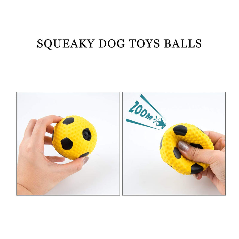 QUACOWW 2 Pieces Squeaky Dog Toys Ball Dog Chew Toys Soft Latex Puppy Dog Toys Durable Football Dog Treat Balls Toys for Small Medium Dogs - PawsPlanet Australia
