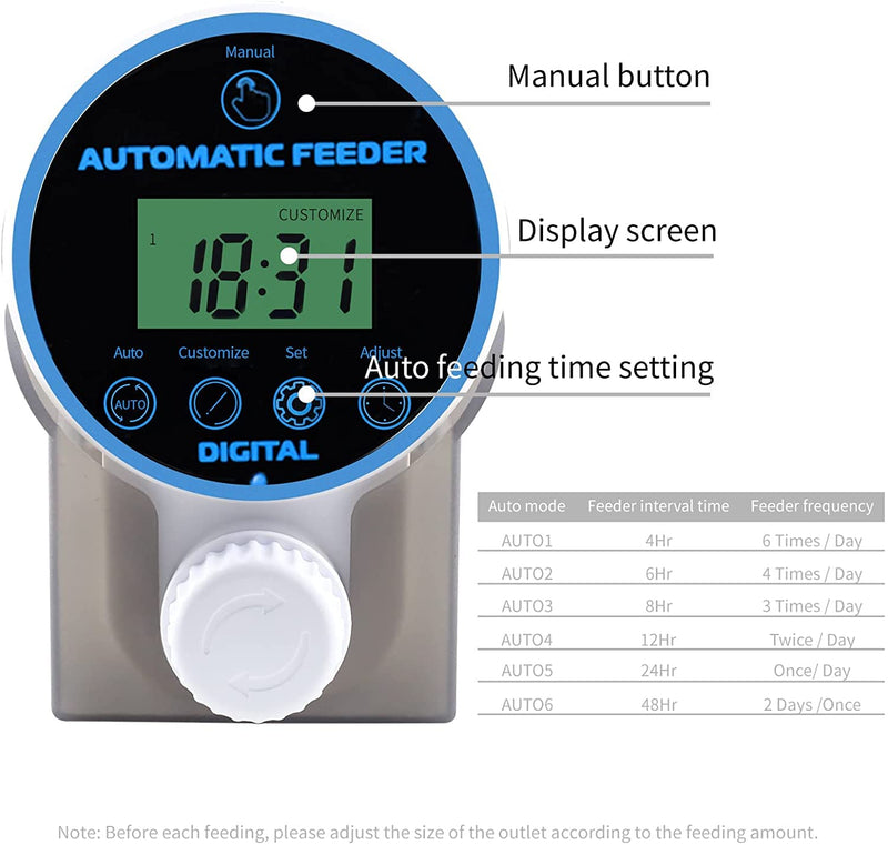 Boxtech Automatic Fish Feeder - Aquarium Tank Timer Fish Feeder - Auto Fish Food Dispenser for Aquarium (Without Batteries) With LCD - PawsPlanet Australia