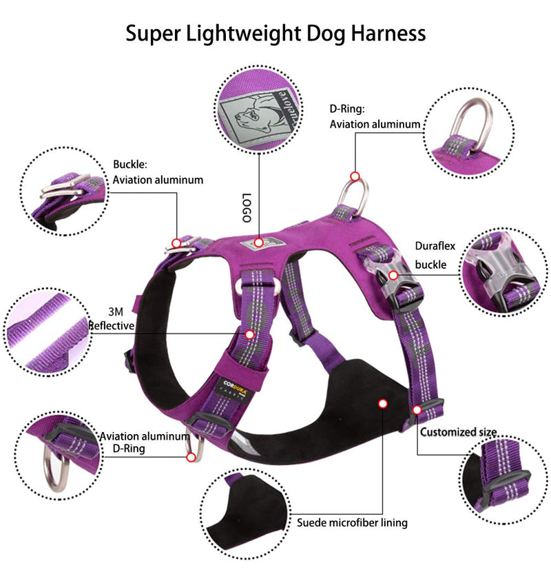 [Australia] - SGODA Dog Harness, Lightweight, Front Dog Vest Harness, Reflective, Training, Running, Walking, Hiking, Daily Wear X-Small Black 