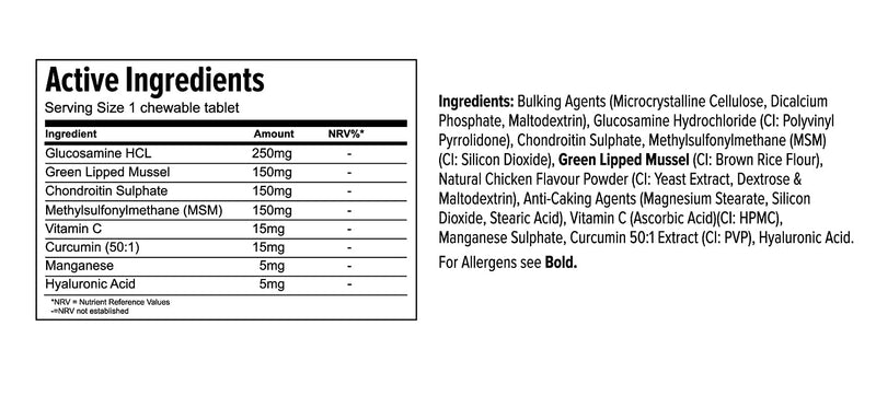 Petset Go Advance Joint Care Supplements - Glucosamine, Green Lipped Mussel, Chondroitin & Vitamin C - 60 Chicken Flavoured Chewable Tablets - PawsPlanet Australia