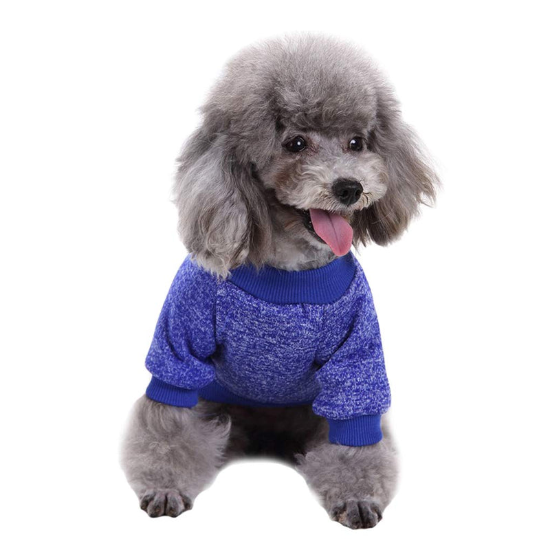 Jecikelon Pet Dog Clothes Knitwear Dog Sweater Soft Thickening Warm Pup Dogs Shirt Winter Puppy Sweater for Dogs (Dark Blue, XXS) XX-Small Dark blue - PawsPlanet Australia