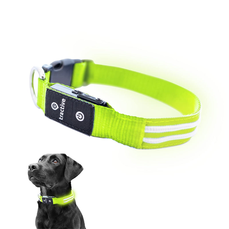 Tractive GPS Pet Tracker with LED Light Up Dog Collar - Waterproof, GPS Location & Smart Activity Tracker, Unlimited Range (Green, Large) LED Collar w/ GPS Tracker - PawsPlanet Australia