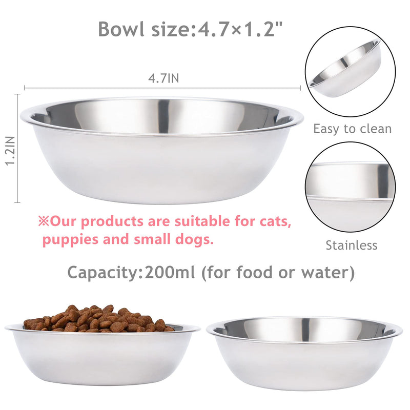 JAZUIHA Multiple Cat Elevated Bowls Stainless Dog Bowl with Bamboo Stand Pet Food and Water Feeder with 3 Bowls No Spill Perfect for Cats and Small Dogs - PawsPlanet Australia