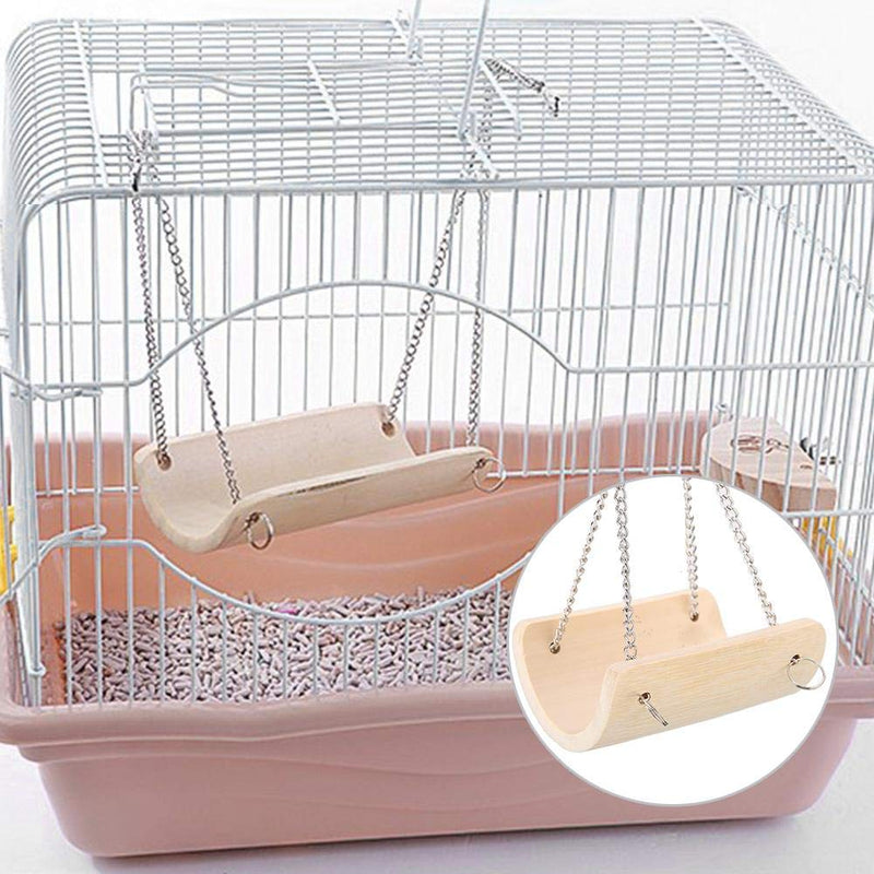 Junluck Hamster Swing, Anti-slip Cage Toys Nontoxic Curved Shape Cage Toy, Wood Swing for Small Animals - PawsPlanet Australia