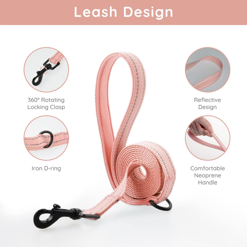 BELLA & PAL Dog Harness with Leash Set, Step in Vest Harness for Small and Medium Dogs, No Pull Harness for Puppy Dogs Medium Dogs, Air Mesh Dog Vest Harness, Pink, XS Coral Pink - PawsPlanet Australia