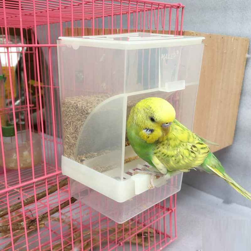 [Australia] - PINVNBY No-Mess Bird Feeder Parrot Automatic Feeder Seed Food Container Perch Cage Accessories for Budgerigar Canary Cockatiel Finch Parakeet Green Cheek Conures Parrotlets Lovebirds 