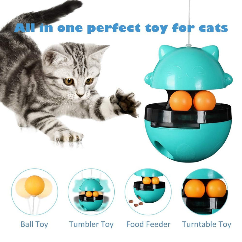 HeTaiDa Cat Toys, Interactive Toys for indoor cats, Cat Treat Ball Toys, Cat Dispenser Food Toys with Adjustable Opening Food Holes and Two Rolling balls - PawsPlanet Australia