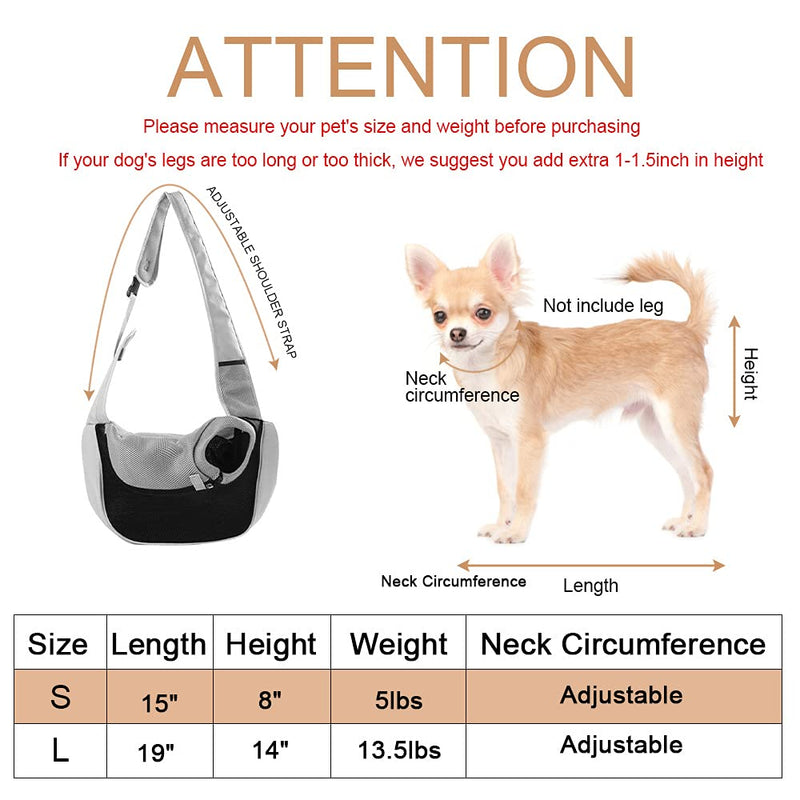 YOYAKER Pet Sling Bag, Dog Sling Carrier for Small Dogs Cats Breathable Mesh Hand- Free Outdoor Travel Bag Dog Purse with Adjustable Strap Black - PawsPlanet Australia