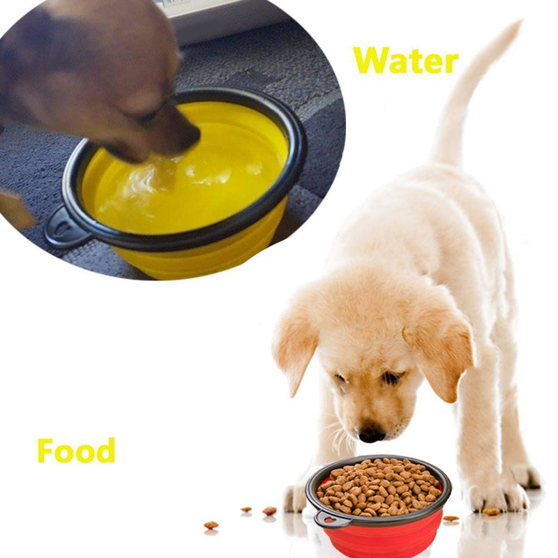 COMSUN Collapsible Dog Bowl, Foldable Expandable Cup Dish for Pet Cat Food Water Feeding Portable Travel Bowl Free Carabiner Green + Blue - PawsPlanet Australia