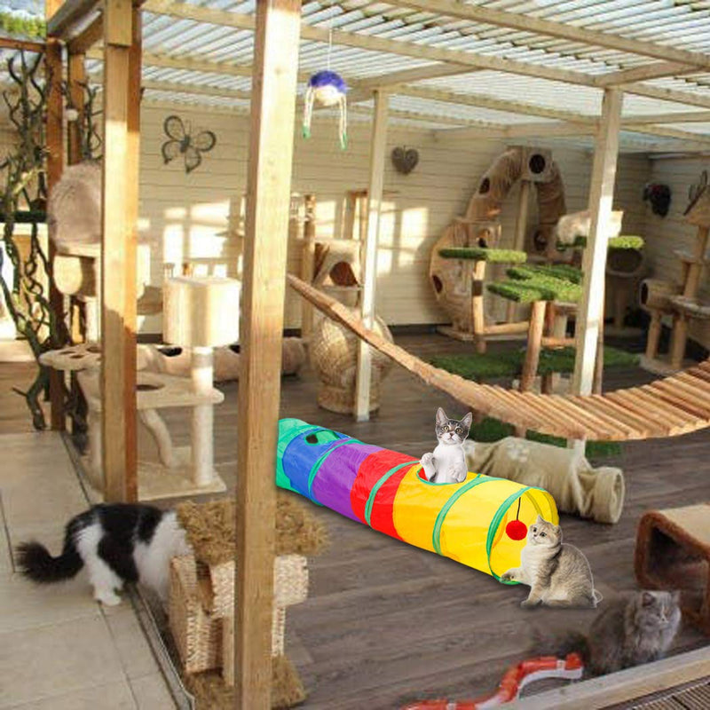 [Australia] - Flying Childhood Foldable Rainbow Cat Tunnel Extra Long 45.28’’ for Kitten and Most Adult Cats Indoor and Outdoor 