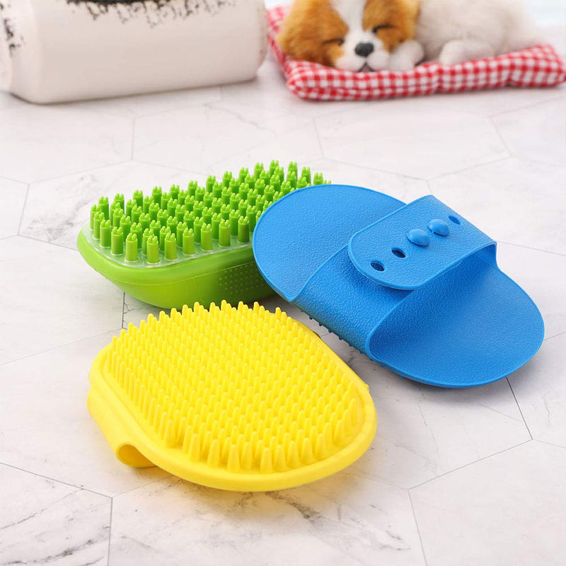 FANTESI 3 Pcs Dog Grooming Brush, Rubber Pet Bath Brush Massage Brush Washing Brush Shampoo Brush for Dogs and Cats with Short or Long Hair - PawsPlanet Australia