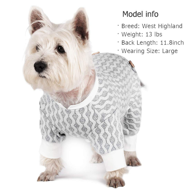 KYEESE Dog Pajamas Stretchable Dog Jumpsuit 4 Legs Pet PJS Puppy Cat Pajama Onesie for Fall Winter X-Small Grey - PawsPlanet Australia