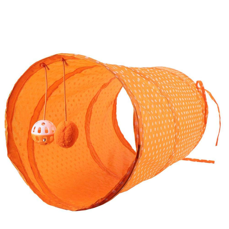 Sheens Cat Tunnel Tube Toy, Foldable Polyester Fabrics Hide Tunnel Cat Dot Tent Long Tunnel Bed Interactive Playing Toys for Puppy Rabbits Hamsters Cats Dogs(Orange) Orange - PawsPlanet Australia