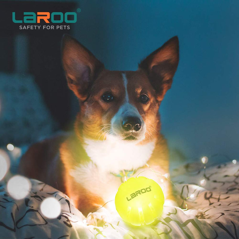 LaRoo LED Dog Ball, Dog Toys Silicon Glowing LED Dog Ball with USB Rechargeable Glow in the Dark Dog Ball Teeth Cleaner Training Ball for Dogs (Yellow) Yellow - PawsPlanet Australia