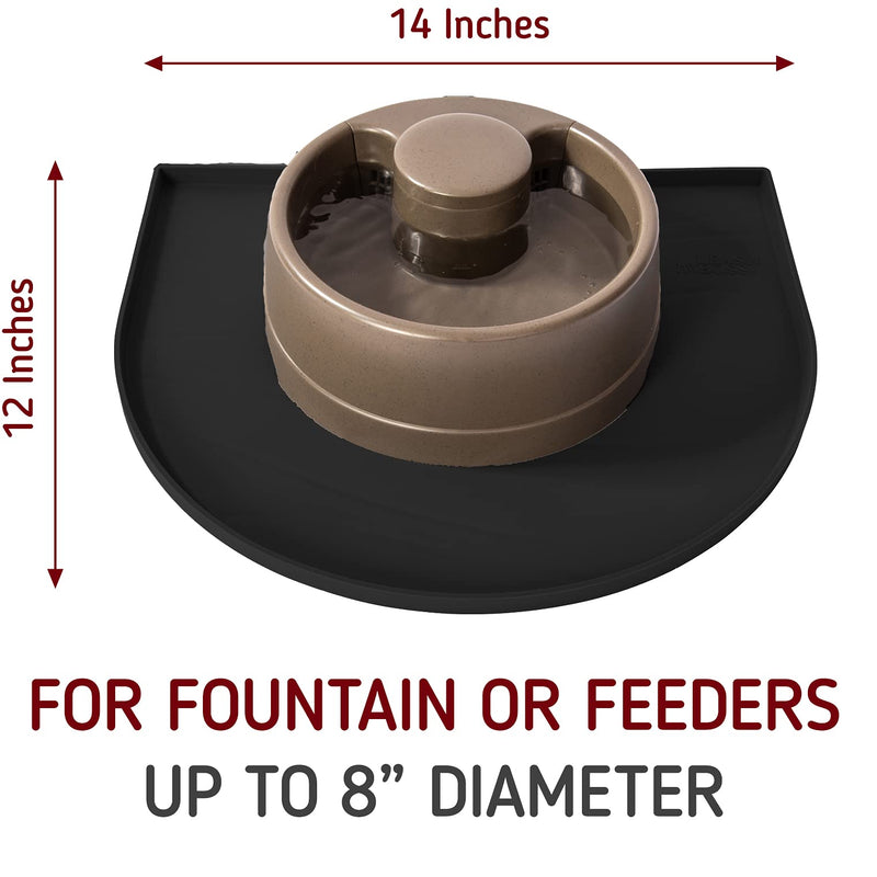 Leashboss Fountain Mat, Silicone Water Mat Designed for Pet Fountains, Dog Gravity Water Bowls, Automatic Dispensing Cat Feeders Small - 14 x 12 Inches Black - PawsPlanet Australia
