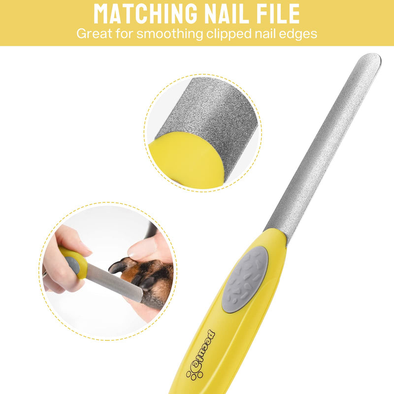 pecute Dog Nail Clippers with Claw File Professional Set, Sharp Dog Nail Trimmer Stainless Steel with Safety Guards — Avoid Over Cutting for Medium to Large Dog Breeds (Yellow+Grey) Yellow+Grey - PawsPlanet Australia