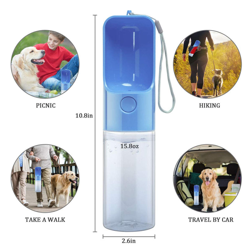 Esing Dog Water Bottle Dispenser,Water Bottle for Dogs,Portable Dog Water Bottles for Walking Travel Pet Doggie Drinking Cup 15oz Blue - PawsPlanet Australia