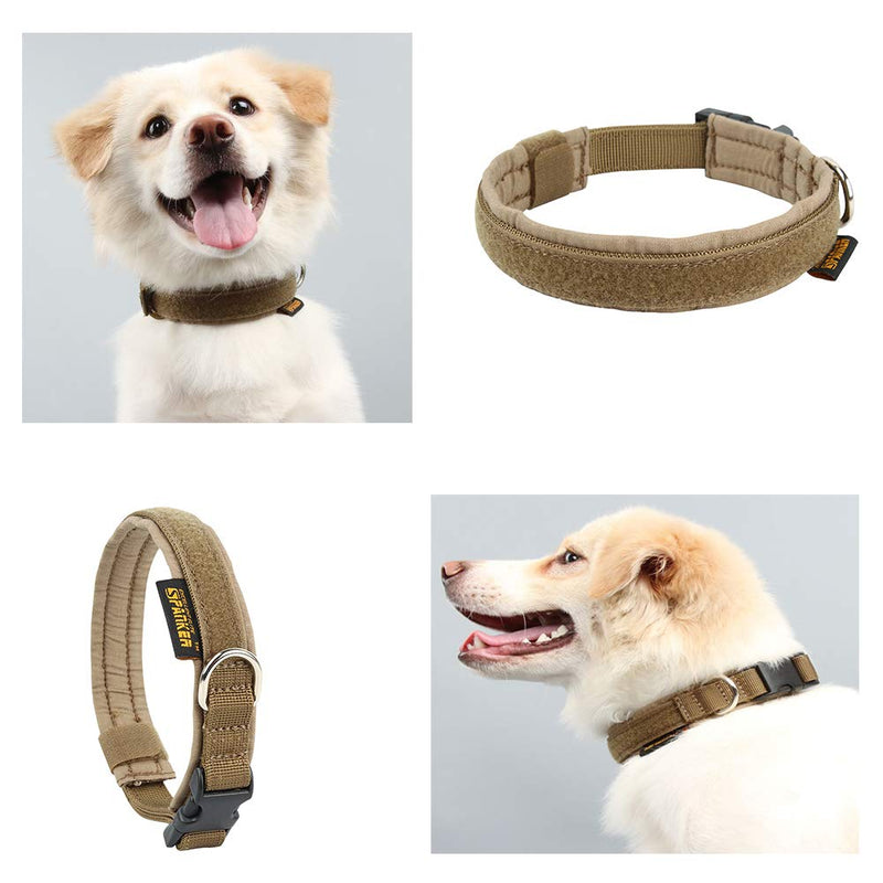 EXCELLENT ELITE SPANKER Tactical Dog Collar Military Training Nylon Adjustable Dog Collar for Small dog(Coyote Brown-S) S COB - PawsPlanet Australia