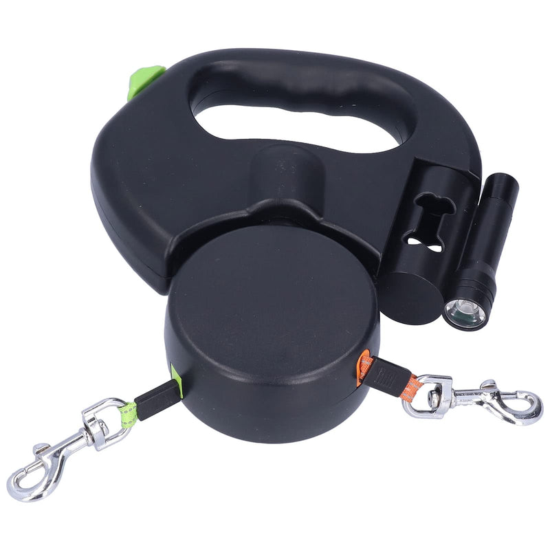 Nimoa Dog Leash, Automatic Dog Leash Retractable Double Dog Leash Dog Lead Pet Leash 1 Tow Rope 2 Retractable Double Dog Leash with Flashlight and Bag Dispenser - PawsPlanet Australia