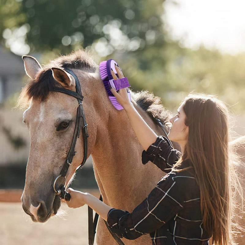 Hillylolly horse brush, horse root brush, long bristles, soft horse brush, horse magic brush, horse cleaning brush, horse root brush for children and horse lovers, purple - PawsPlanet Australia