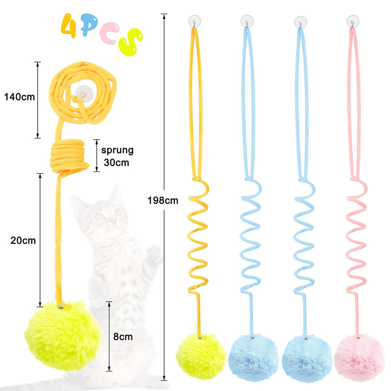 Pack of 4 cat toys hanging door frames, interactive toy set for cats, cat toys for door frames, teaser cat toy, bouncing retractable for cat run, decompression, games - PawsPlanet Australia