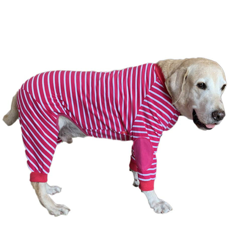 NashaFeiLi Pet Clothes, Dog Four-Legged Jumpsuit Striped Pajamas with Zipper Cotton Shirt for Large Dogs (9#, Pink) 9# : Back length--65cm - PawsPlanet Australia