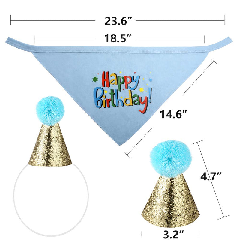 Blaoicni Dog Birthday Bandana Hat Scarf Party Supplies blue-boy - PawsPlanet Australia