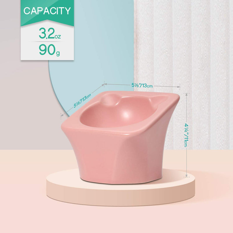 ComSaf Ceramic Raised Cat Food Bowl, Elevated Tilted Pet Feeding Bowl, Non-Slip Kitten Feeder for Food Water, Pink Cat Dish, 90ml - PawsPlanet Australia