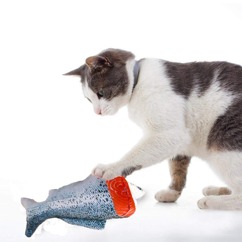 [Australia] - pepoot Catnip Toys Kitten Toys Cat Toy Fish Plush Fishes Dolls Interactive Pets Pillow Chew Toys for Cats Pet Supplies for Kitty Half of Salmon - 11.8" 