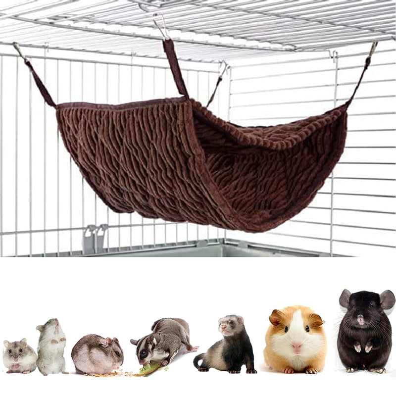 Small Animal Hammock, Ferret Hammock Bed, Hammock and Tunnel Cage Suit for Rat,Hamster, Squirrel, Sugar Glider, Guinea Pigs Ferret Accessories,Hanging Hideout Tunnel Tube Toy for Cage (Coffee) Coffee - PawsPlanet Australia