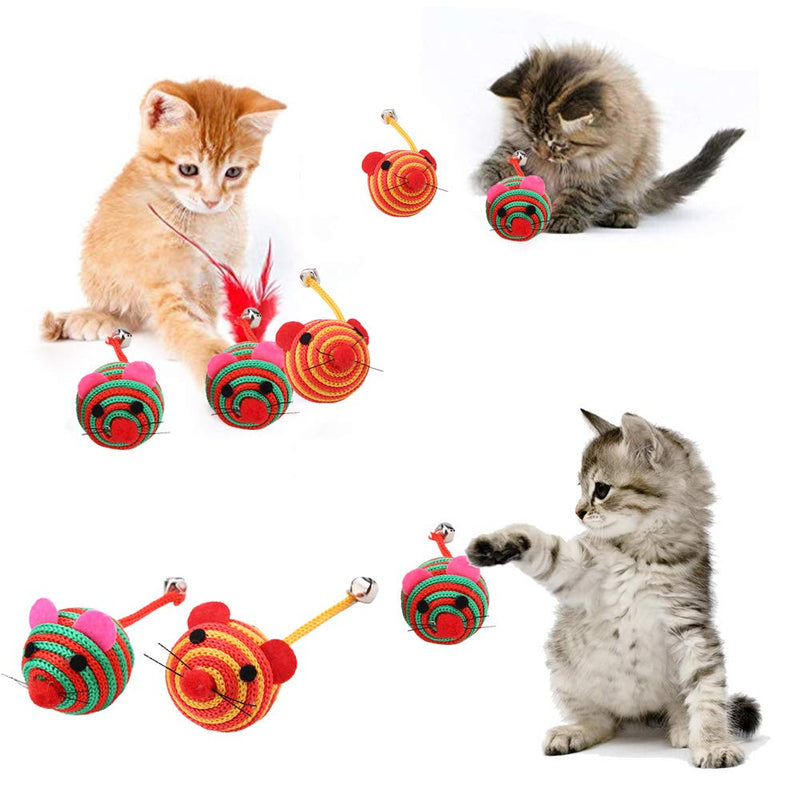 Smandy 5Pcs Cat Catnip Toys Cat Chew Training Fun Playing Toy Ball Interactive Play Toy Catnip Chew Mice Cute Rat Ball Toy - PawsPlanet Australia