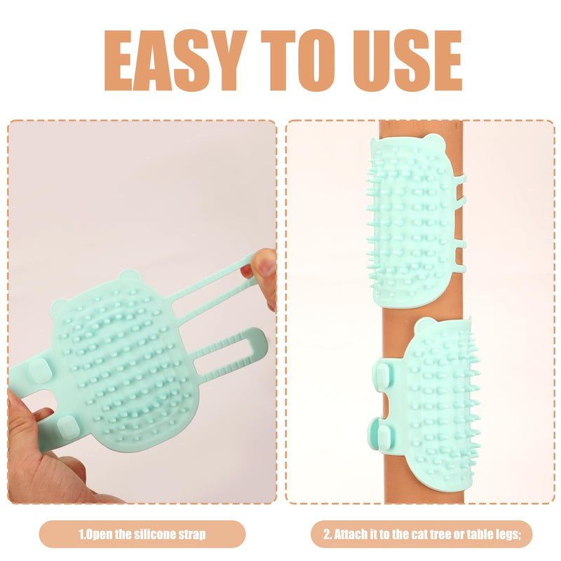 2pcs 2-in-1 Self Cleaning Cat Brush, Pet Tickling Artifact, Silicone Cat Grooming Massage Shedding Brush Adjustable Cat Face Scratchers for Corner Table Legs Climbing Frame Dog Pet Shedding Glove - PawsPlanet Australia