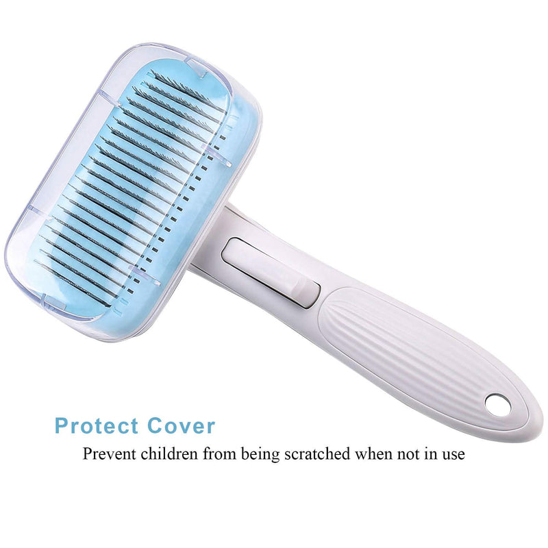 [Australia] - UPSKY Dog Brush & Cat Brush Self Cleaning Dog Slicker Brush Easy to Clean Pet Grooming Brushes Shedding Grooming Tools for Dogs & Cats with Long or Short Hair… Blue 