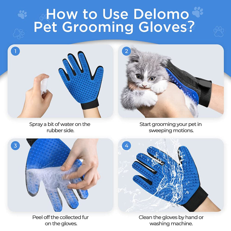 DELOMO Pet Hair Remover, Pet Roller and Pet Gloves, Pet Grooming Gloves & Reusable Dog Hair Remover Roller, Efficient Pet Hair Removal Tool for Your Pets and Furniture Red - PawsPlanet Australia