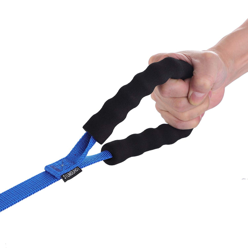 [Australia] - Siumouhoi Long Dog Leash with Padded Handle Check Cord 1 Inch Nylon Training Lead Heavy Duty Leashes for Medium Large Dogs - Stronger Clip- Black Blue Purple 30FT 