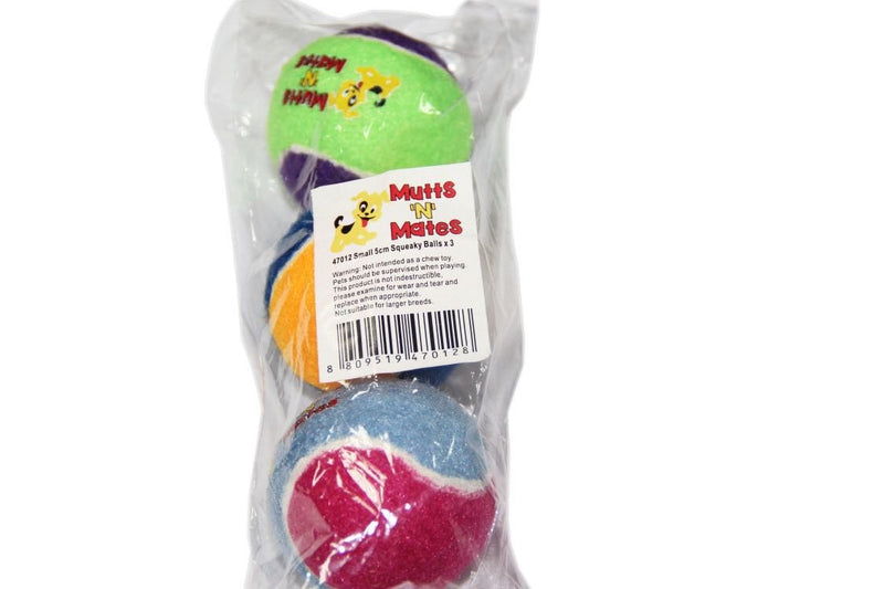 Mutts'N'Mates Small Squeaky Dog Balls - Super Bouncy Small Dogs Toy (Pack of 3) - PawsPlanet Australia