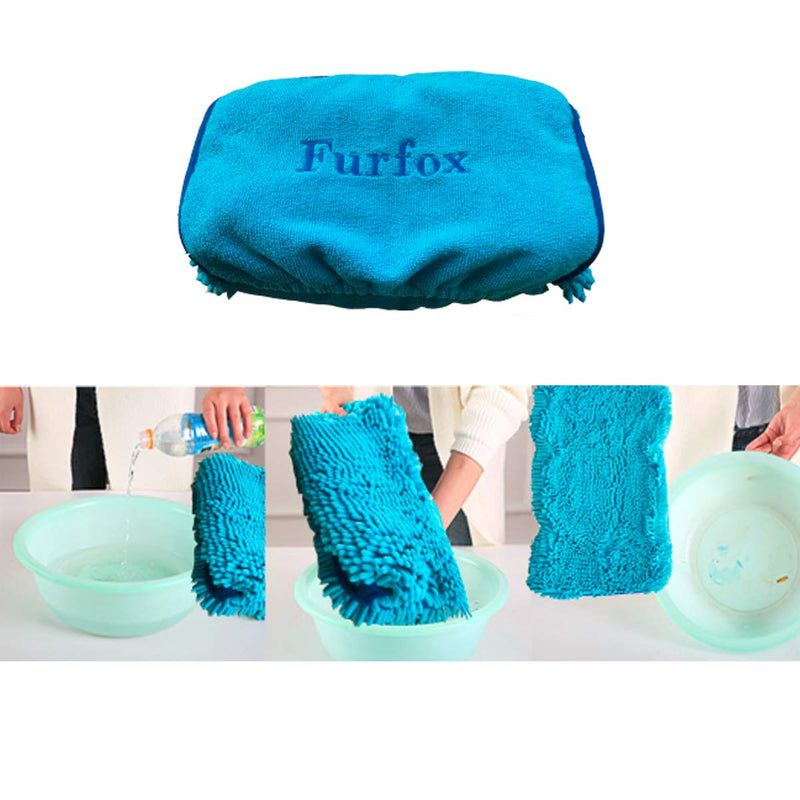 [Australia] - Furfox Absorbent Dog Towel, Microfiber Quick Drying Towel Machine Washable with Hand Pockets Pet Towel for Medium Large Dog 35 x 15'' Blue 