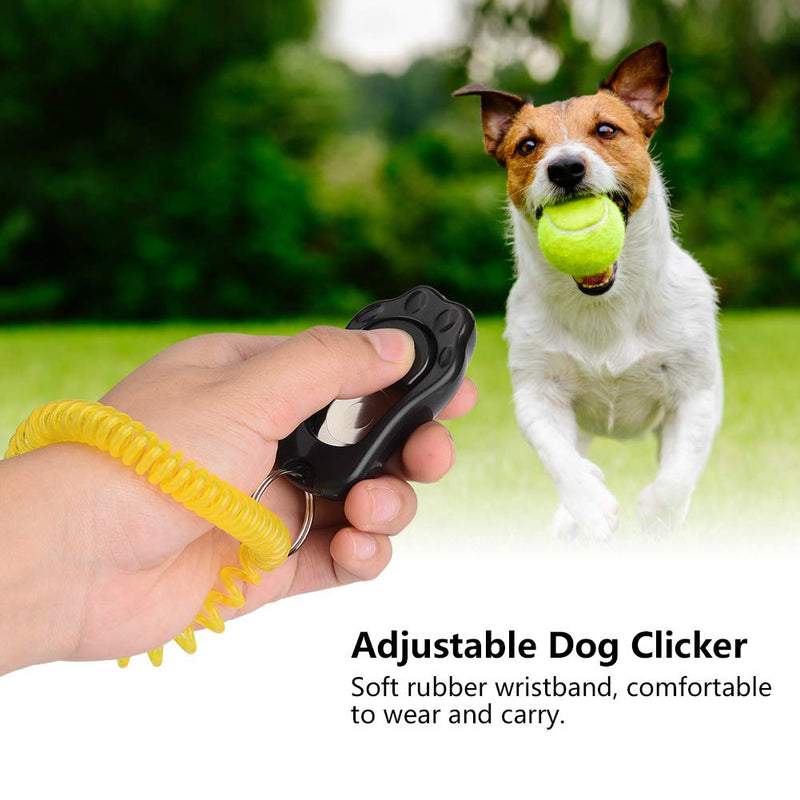 Pssopp Pet Training Clicker Adjustable 3 Gears Dog Training Clicker Paw Shaped with Wrist Strap for Cats Birds Horse Perfect for Behavioral Training (Black) Black - PawsPlanet Australia