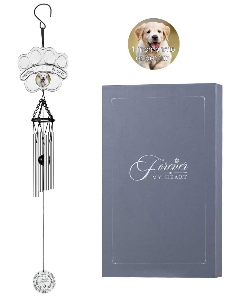 YOUIN Pet Memorial Wind Chime 19" with Photo Frame Gift Box Sympathy Poem - Metal Pet Thoughtful Remembrance Gift to Honor and Remember, for Loss of Pet Dog/Cat Gift, Garden Home Yard Hanging Decor - PawsPlanet Australia