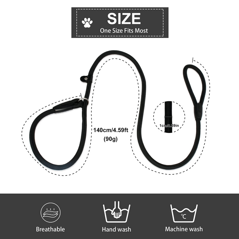 Dog Slip Leads Leash, 4.5FT Durable Puppy Rope Leashes Collar Nylon Dog Training Walking Lead Leashes for Small Medium Dogs (Black) Black - PawsPlanet Australia