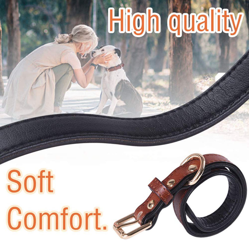 Adjustble Real Leather Dog Padded Collar for Small Medium Large Breed Dogs and Puppies Soft Comfortable Durable Dog Collars (Tan) (S) S Brown+Black - PawsPlanet Australia