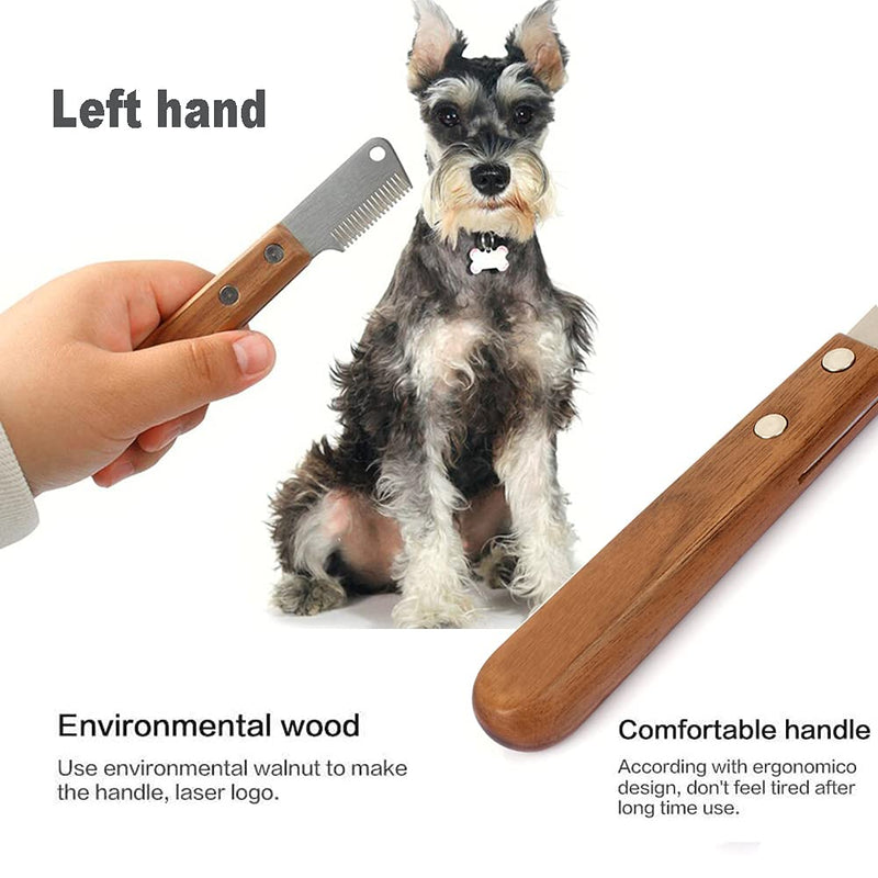 Aidiyapet Dog Professional Stripping Knife, Pet Deshedding Tool Brush Pet Grooming Tool Ergonomic Wooden Handle (Grey) - PawsPlanet Australia